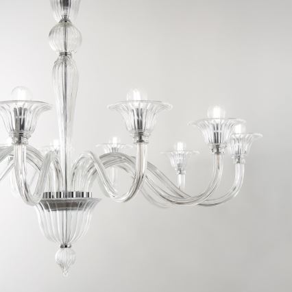 Ideal Lux - Lestenec na verigi BRIGITTA 12xE14/40W/230V pr. 120 cm prozorna