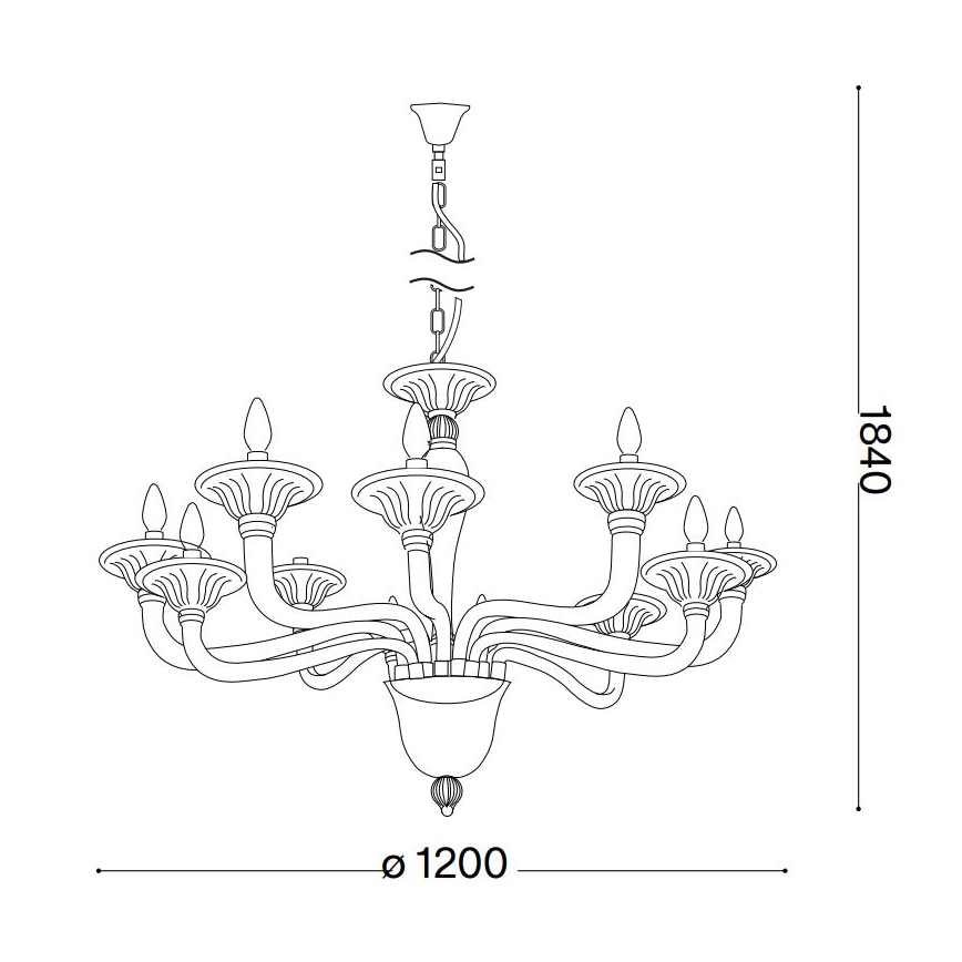 Ideal Lux - Lestenec na verigi BRIGITTA 12xE14/40W/230V pr. 120 cm prozorna
