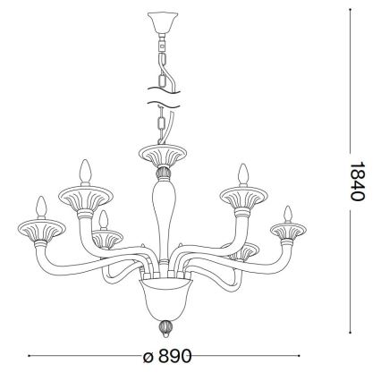 Ideal Lux - Lestenec na verigi BRIGITTA 8xE14/40W/230V pr. 89 cm medenina