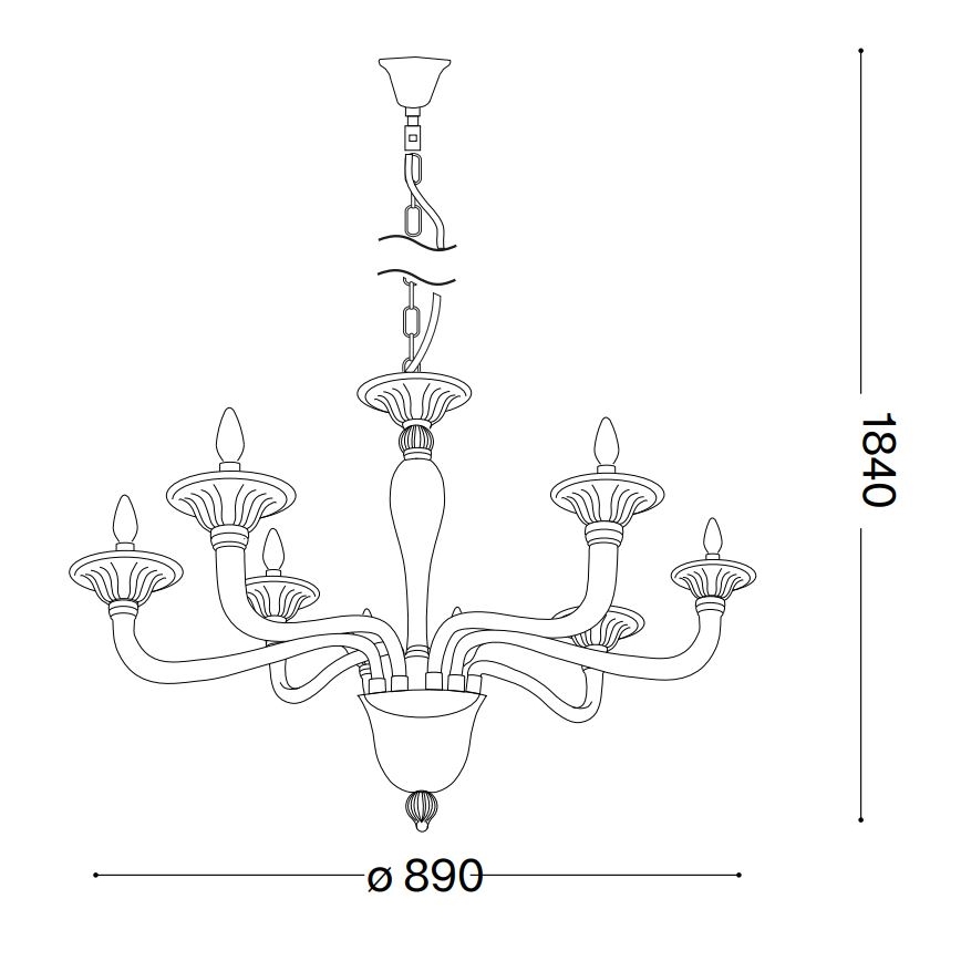 Ideal Lux - Lestenec na verigi BRIGITTA 8xE14/40W/230V pr. 89 cm medenina