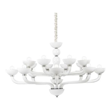 Ideal Lux - Lestenec na verigi CASANOVA 16xE14/40W/230V pr. 120 cm bela
