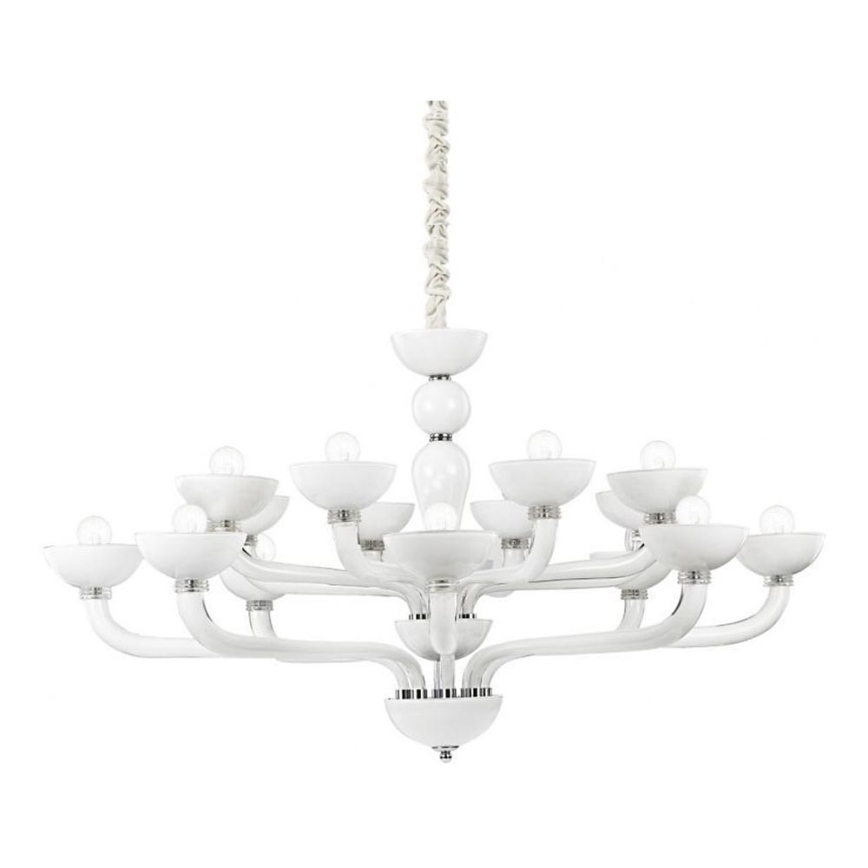 Ideal Lux - Lestenec na verigi CASANOVA 16xE14/40W/230V pr. 120 cm bela