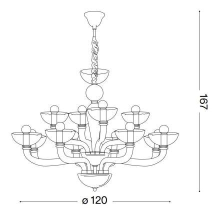Ideal Lux - Lestenec na verigi CASANOVA 16xE14/40W/230V pr. 120 cm prozorna