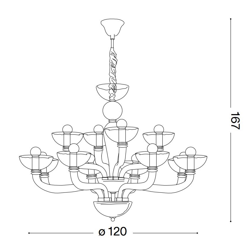 Ideal Lux - Lestenec na verigi CASANOVA 16xE14/40W/230V pr. 120 cm prozorna