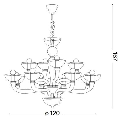 Ideal Lux - Lestenec na verigi CASANOVA 16xE14/40W/230V pr. 120 cm siva