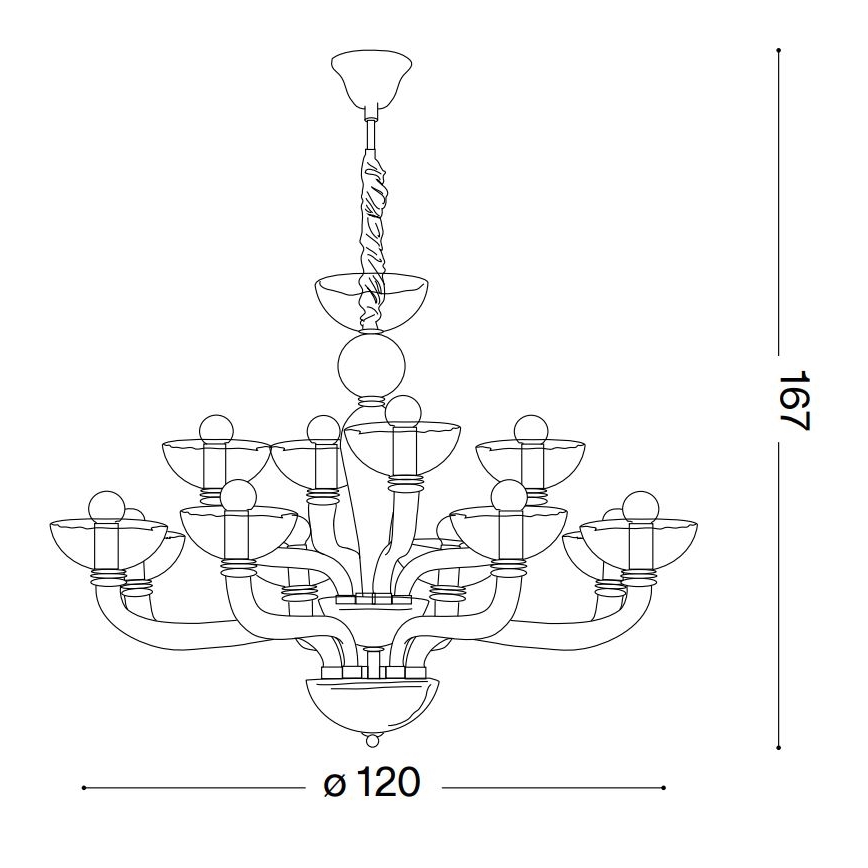 Ideal Lux - Lestenec na verigi CASANOVA 16xE14/40W/230V pr. 120 cm siva