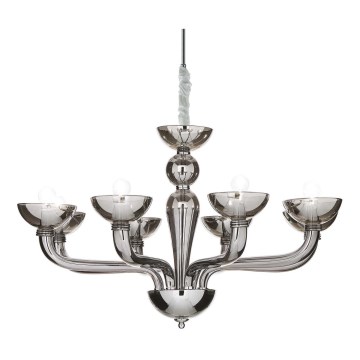 Ideal Lux - Lestenec na verigi CASANOVA 8xE14/40W/230V pr. 88 cm siva