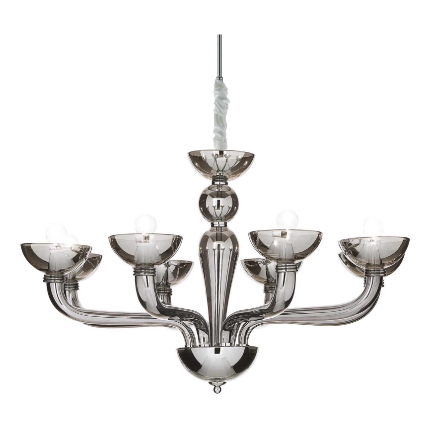 Ideal Lux - Lestenec na verigi CASANOVA 8xE14/40W/230V pr. 88 cm siva