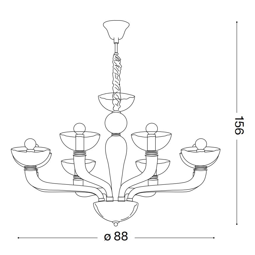 Ideal Lux - Lestenec na verigi CASANOVA 8xE14/40W/230V pr. 88 cm siva