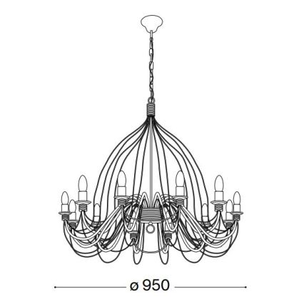 Ideal Lux - Lestenec na verigi CORTE 12xE14/40W/230V pr. 95 cm baker