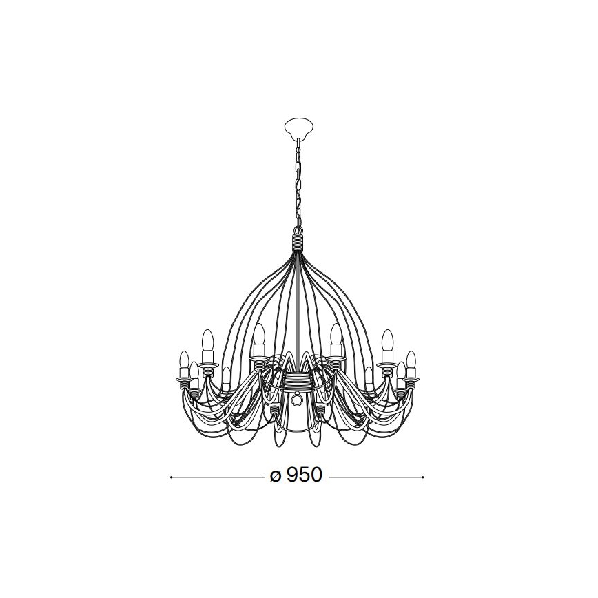 Ideal Lux - Lestenec na verigi CORTE 12xE14/40W/230V pr. 95 cm baker