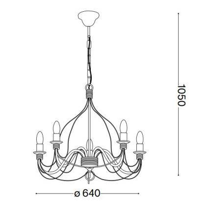 Ideal Lux - Lestenec na verigi CORTE 5xE14/40W/230V pr. 54 cm baker