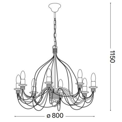Ideal Lux - Lestenec na verigi CORTE 8xE14/40W/230V pr. 80 cm baker