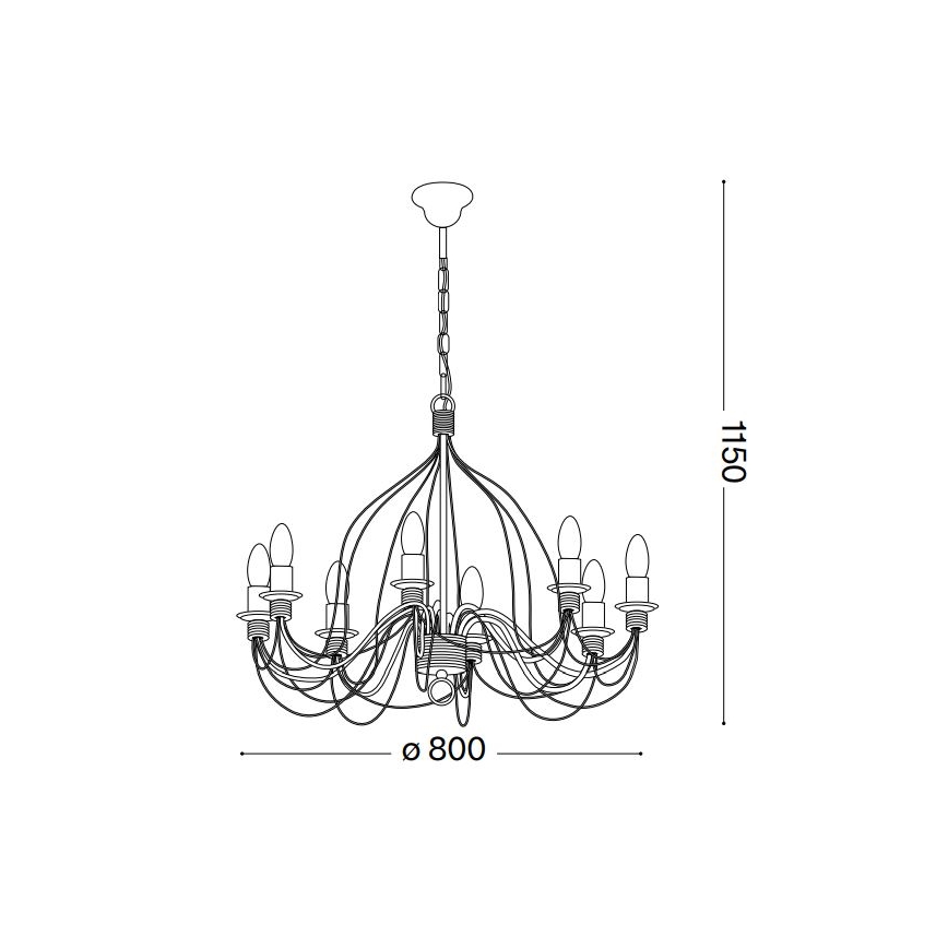 Ideal Lux - Lestenec na verigi CORTE 8xE14/40W/230V pr. 80 cm baker