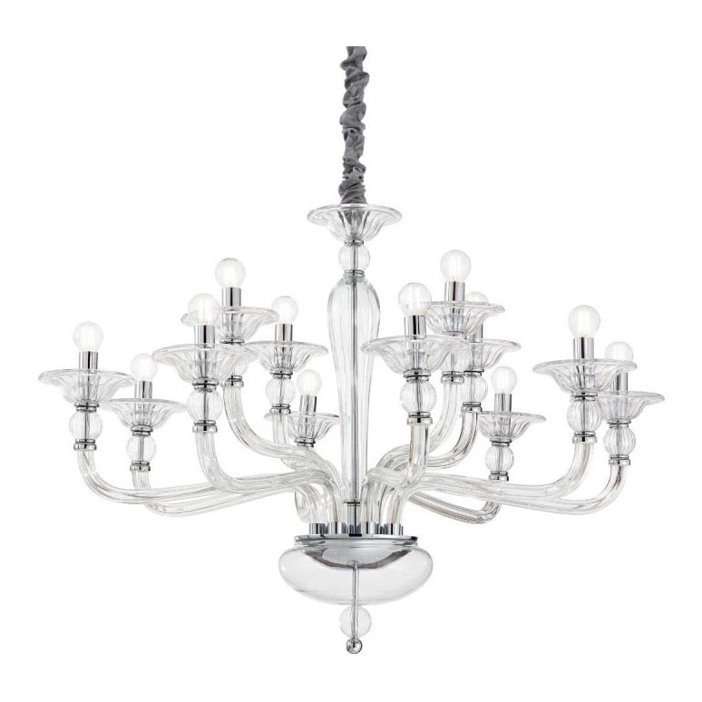 Ideal Lux - Lestenec na verigi DANIELI 12xE14/40W/230V pr. 94 cm prozorna
