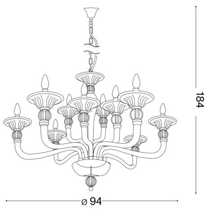 Ideal Lux - Lestenec na verigi DANIELI 12xE14/40W/230V pr. 94 cm prozorna