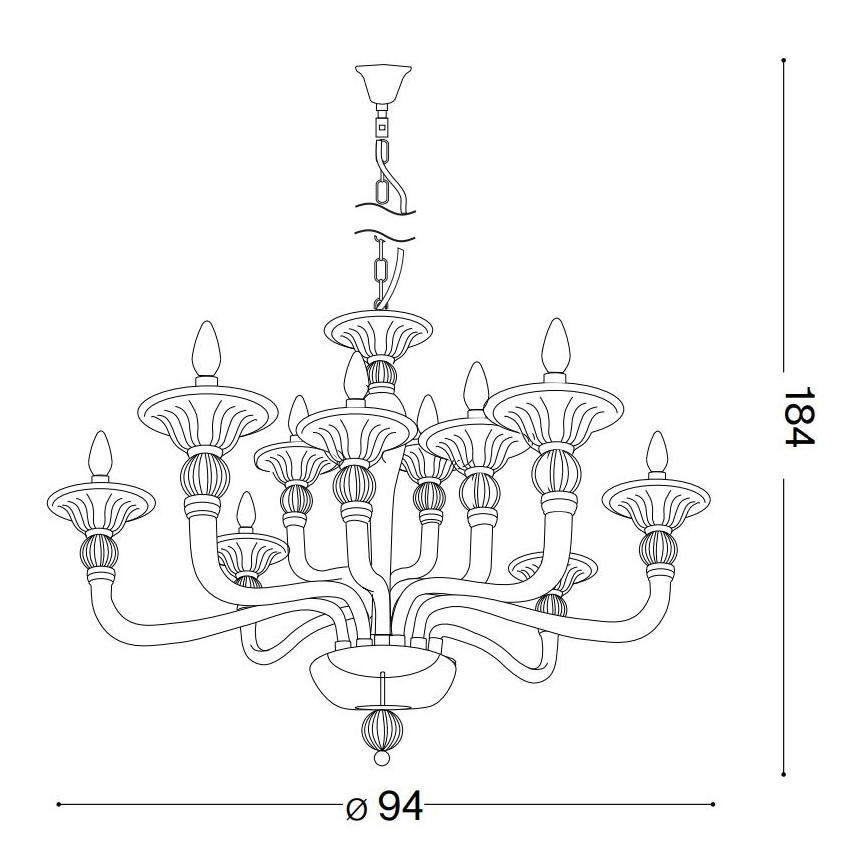 Ideal Lux - Lestenec na verigi DANIELI 12xE14/40W/230V pr. 94 cm prozorna