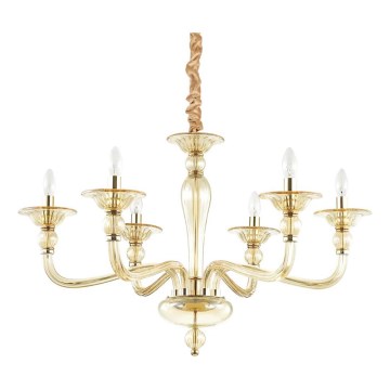 Ideal Lux - Lestenec na verigi DANIELI 6xE14/40W/230V pr. 85 cm medenina