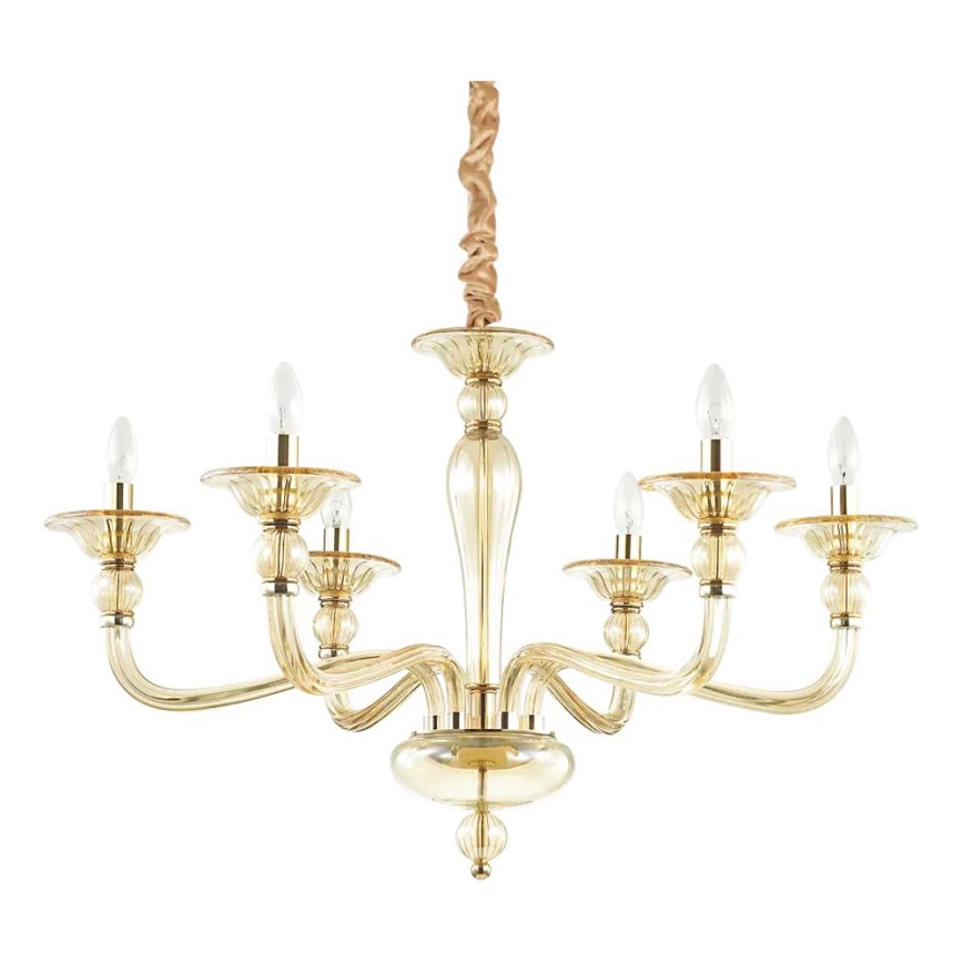 Ideal Lux - Lestenec na verigi DANIELI 6xE14/40W/230V pr. 85 cm medenina
