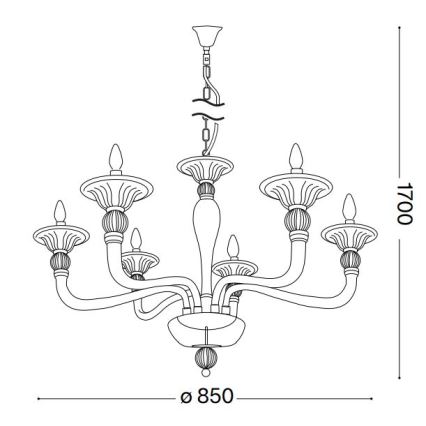 Ideal Lux - Lestenec na verigi DANIELI 6xE14/40W/230V pr. 85 cm medenina