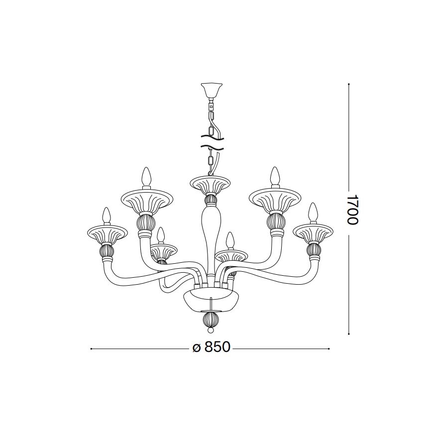 Ideal Lux - Lestenec na verigi DANIELI 6xE14/40W/230V pr. 85 cm medenina