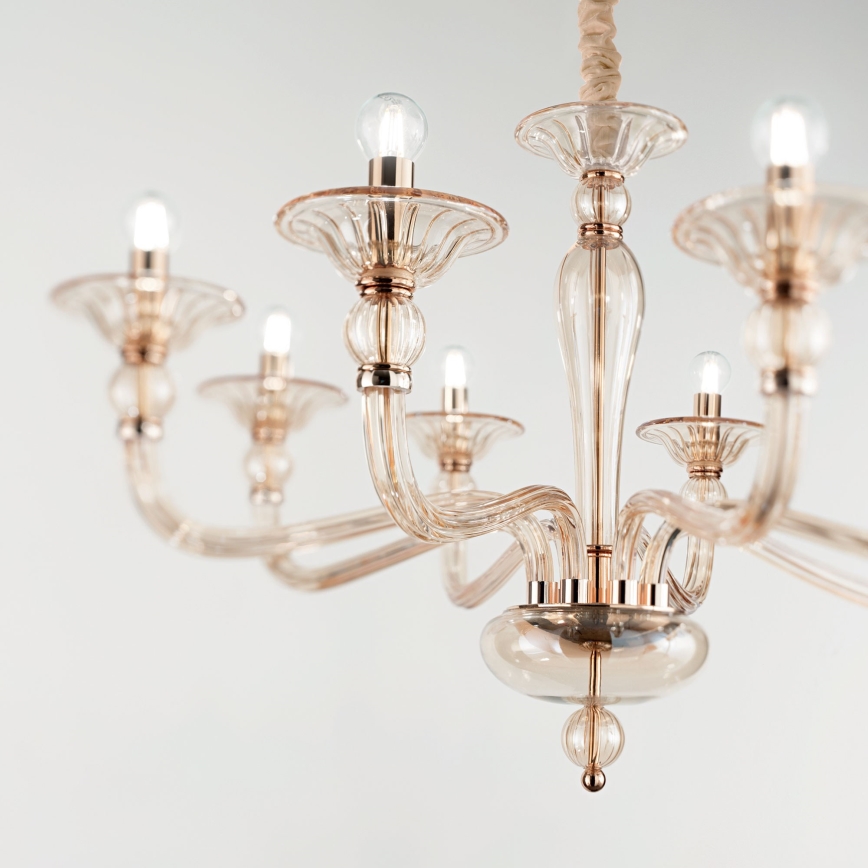 Ideal Lux - Lestenec na verigi DANIELI 8xE14/40W/230V pr. 85 cm medenina