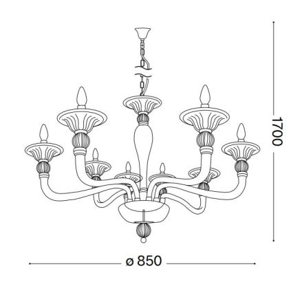 Ideal Lux - Lestenec na verigi DANIELI 8xE14/40W/230V pr. 85 cm medenina