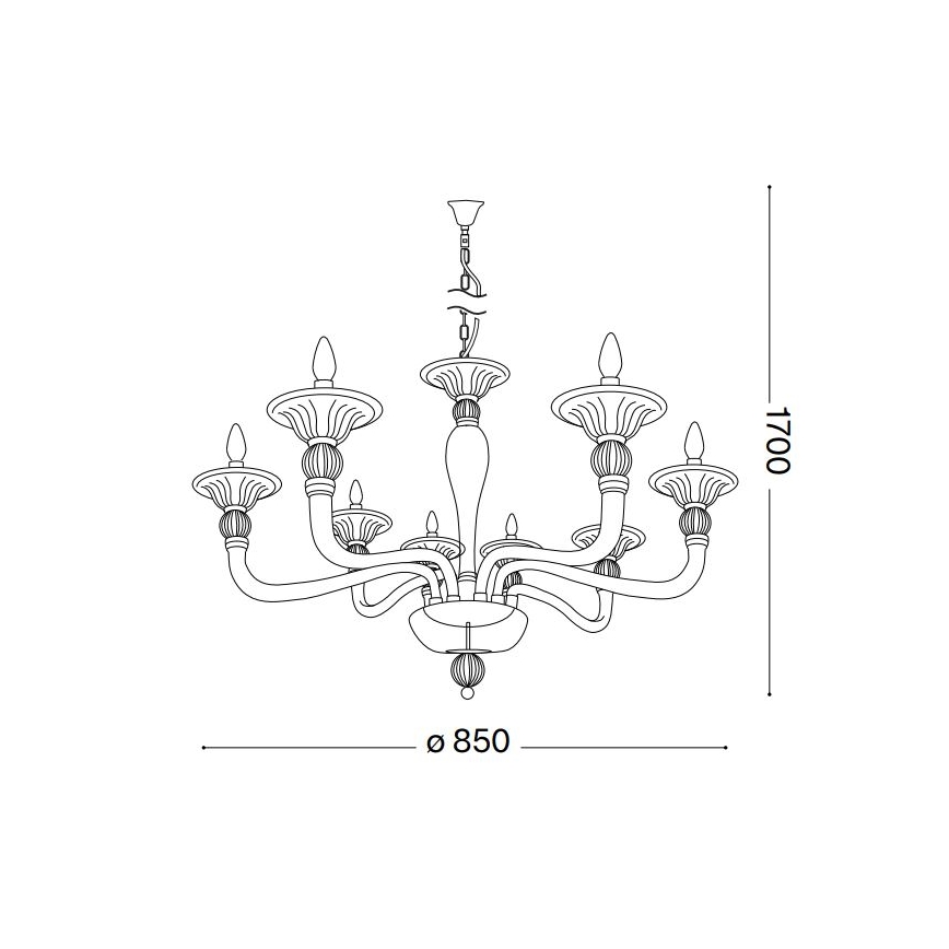 Ideal Lux - Lestenec na verigi DANIELI 8xE14/40W/230V pr. 85 cm medenina