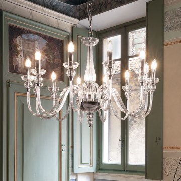 Ideal Lux - Lestenec na verigi DOGE 12xE14/40W/230V pr. 91 cm sijajni krom