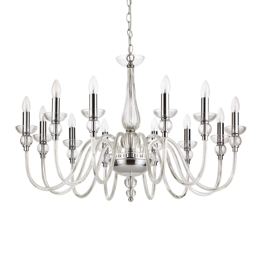 Ideal Lux - Lestenec na verigi DOGE 12xE14/40W/230V pr. 91 cm sijajni krom