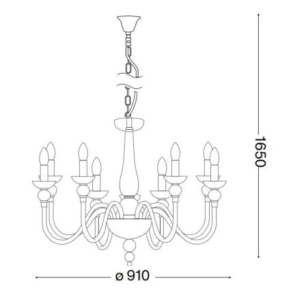 Ideal Lux - Lestenec na verigi DOGE 12xE14/40W/230V pr. 91 cm sijajni krom