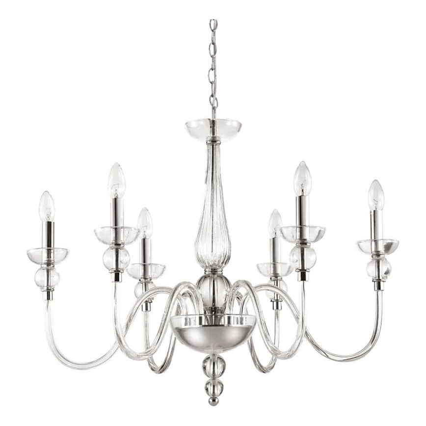 Ideal Lux - Lestenec na verigi DOGE 6xE14/40W/230V pr. 75 cm sijajni krom