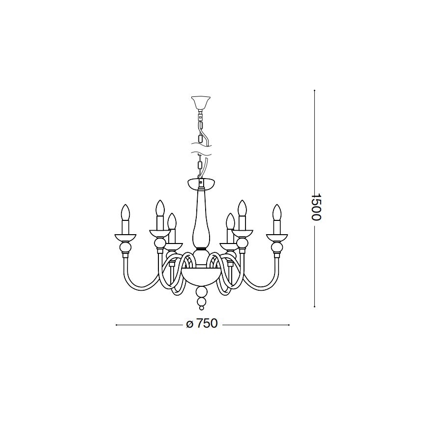 Ideal Lux - Lestenec na verigi DOGE 6xE14/40W/230V pr. 75 cm sijajni krom
