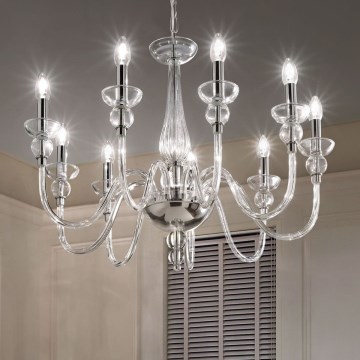 Ideal Lux - Lestenec na verigi DOGE 9xE14/40W/230V pr. 75 cm sijajni krom