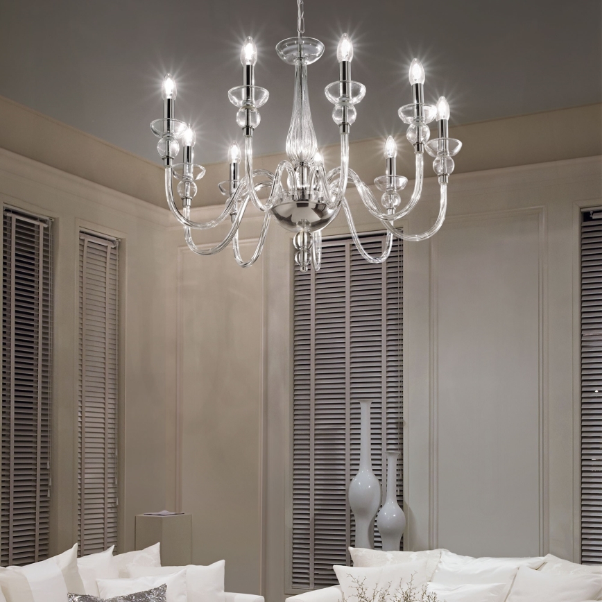 Ideal Lux - Lestenec na verigi DOGE 9xE14/40W/230V pr. 75 cm sijajni krom
