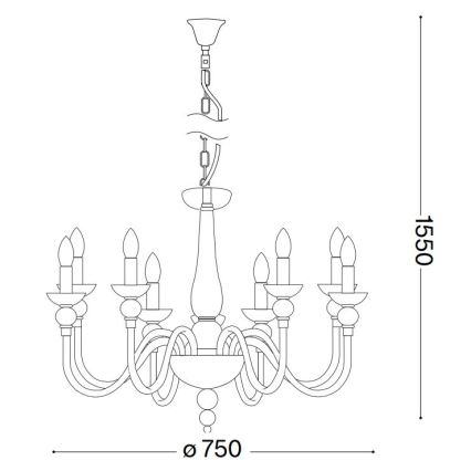 Ideal Lux - Lestenec na verigi DOGE 9xE14/40W/230V pr. 75 cm sijajni krom