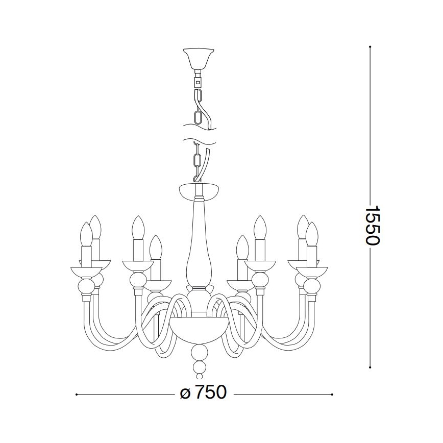 Ideal Lux - Lestenec na verigi DOGE 9xE14/40W/230V pr. 75 cm sijajni krom