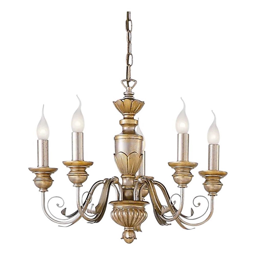 Ideal Lux - Lestenec na verigi FIRENZE 5xE14/40W/230V pr. 55 cm zlata