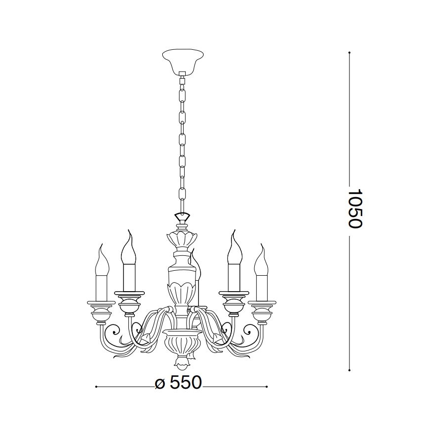 Ideal Lux - Lestenec na verigi FIRENZE 5xE14/40W/230V pr. 55 cm zlata