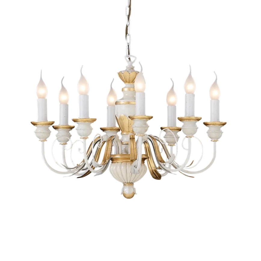 Ideal Lux - Lestenec na verigi FIRENZE 8xE14/40W/230V pr. 64 cm bela/zlata