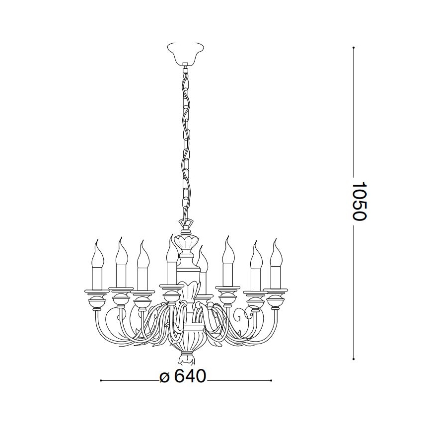 Ideal Lux - Lestenec na verigi FIRENZE 8xE14/40W/230V pr. 64 cm bela/zlata