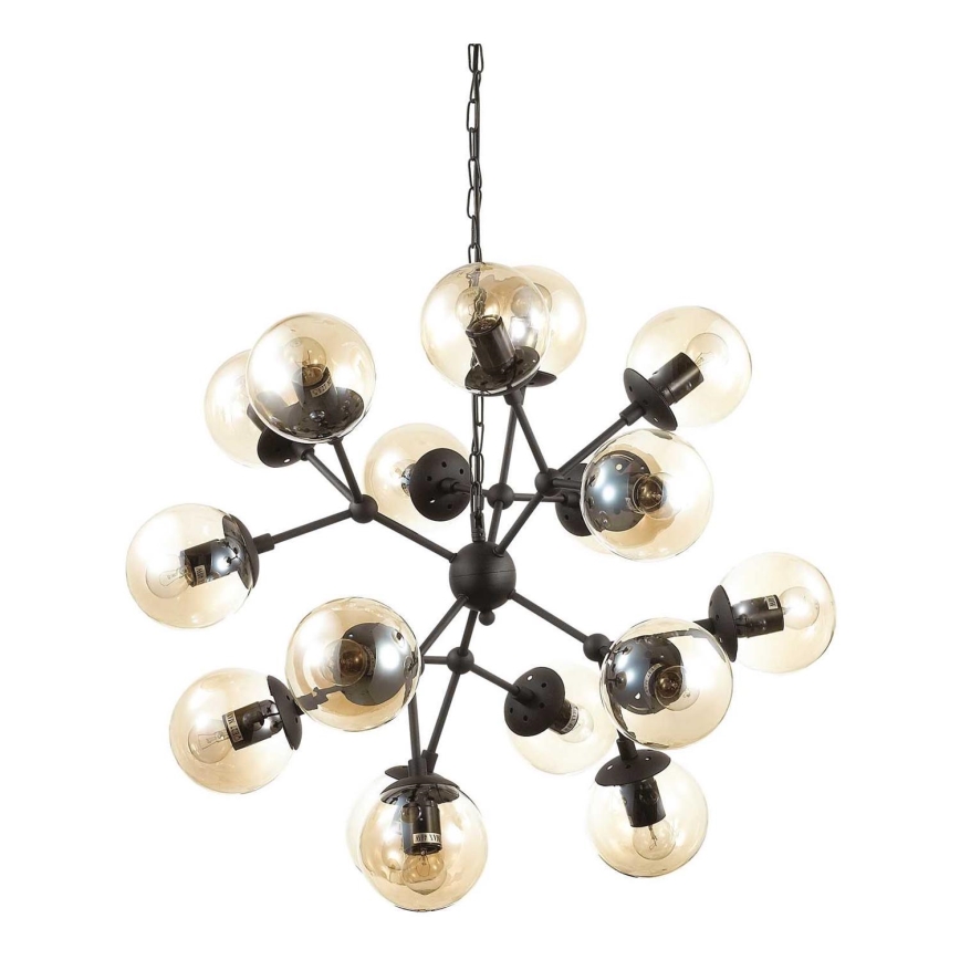 Ideal Lux - Lestenec na verigi KEPLER 18xE27/42W/230V pr. 69 cm črna/dimna