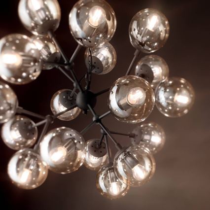 Ideal Lux - Lestenec na verigi KEPLER 18xE27/42W/230V pr. 69 cm črna/dimna