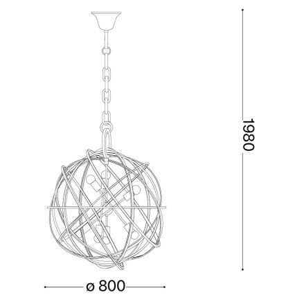 Ideal Lux - Lestenec na verigi KONSE 7xE27/60W/230V premer 80 cm v zlati barvi