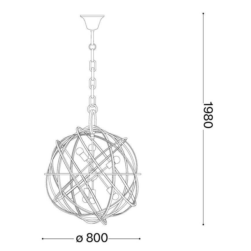 Ideal Lux - Lestenec na verigi KONSE 7xE27/60W/230V premer 80 cm v zlati barvi