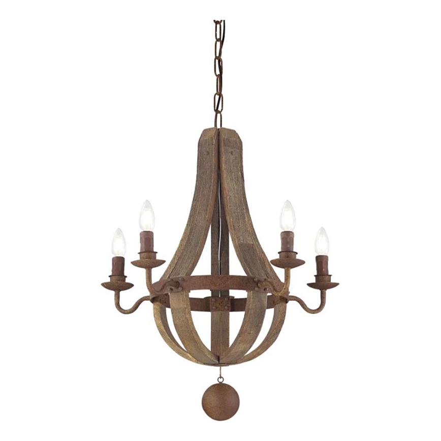 Ideal Lux - Lestenec na verigi MILLENNIUM 5xE14/40W/230V pr. 52 cm Breza/rjava