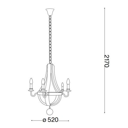 Ideal Lux - Lestenec na verigi MILLENNIUM 5xE14/40W/230V pr. 52 cm Breza/rjava