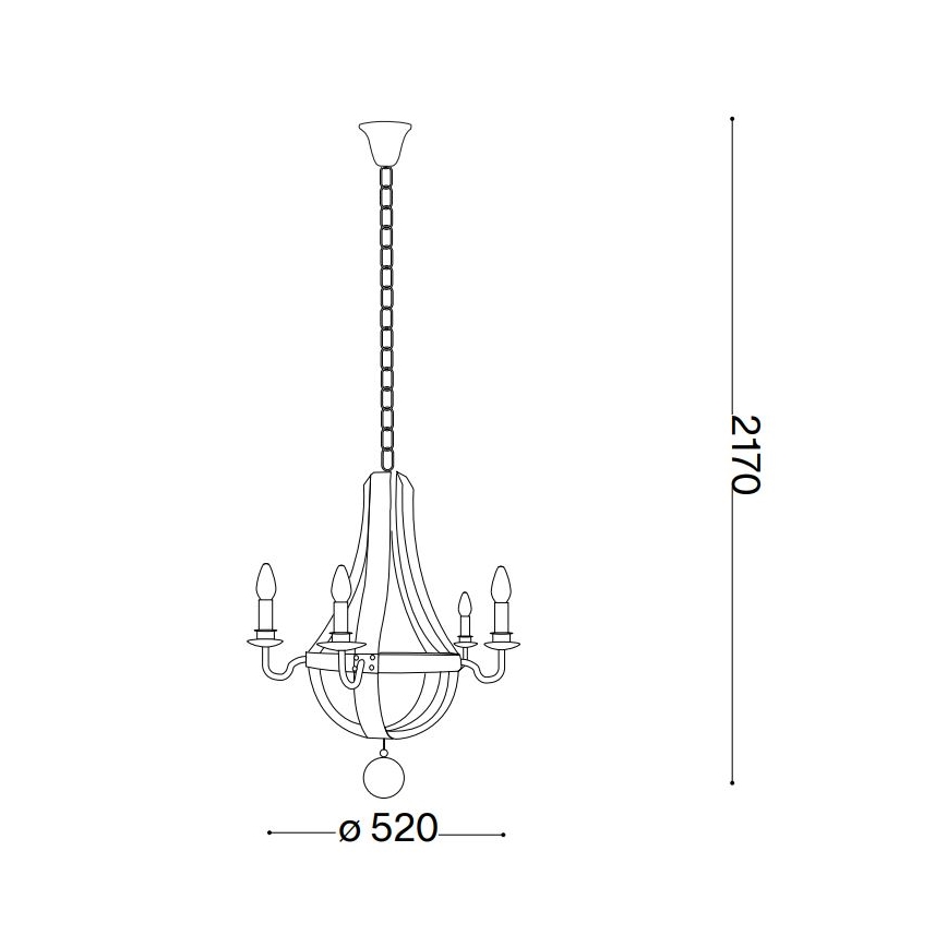 Ideal Lux - Lestenec na verigi MILLENNIUM 5xE14/40W/230V pr. 52 cm Breza/rjava