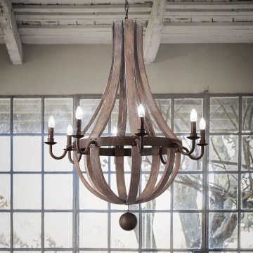 Ideal Lux - Lestenec na verigi MILLENNIUM 8xE14/40W/230V pr. 92 cm Breza/rjava