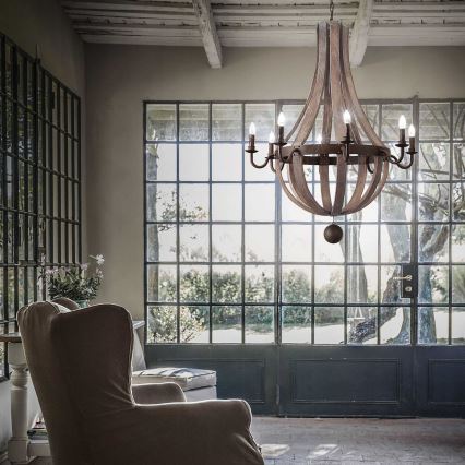 Ideal Lux - Lestenec na verigi MILLENNIUM 8xE14/40W/230V pr. 92 cm Breza/rjava